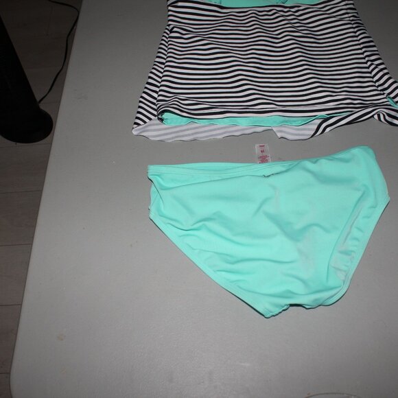 Blue & Black 2 Pcs Justice Tankini Swimsuit Size 16 - Picture 6 of 12